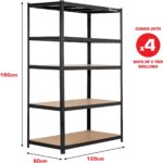 Rhino Racking - 4 Bays - 5 Tier Heavy-Duty Industrial Storage Shelves - Black - 180x120x60cm - Image 2