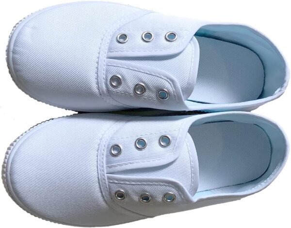 Kids Lace up Sneakers Athletic Running Tennis Sport Shoes Light Weight Slip on White - Image 6