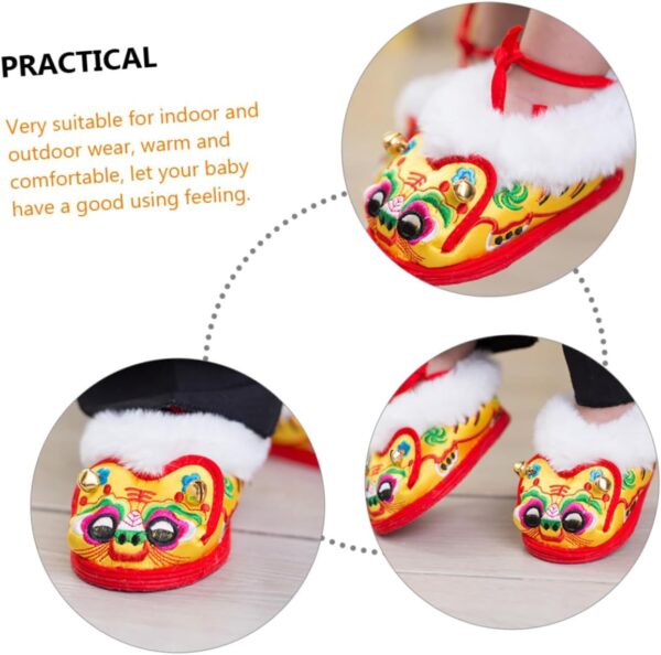 LIFKOME Toddler Shoes Baby Walking Shoes Tiger Design Soft Fleece Material Warm and Comfortable Red 17 Months Non-slip Sole Present - Image 5