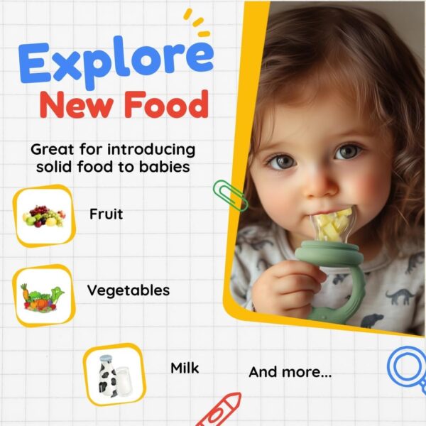 WeSweet Fruit Feeder for Baby - Silicone Baby Fruit Food Feeder- Breastmilk Popsicle Freezer Molds for Baby Teething & Infant Self Feeding Ideal Mum to Be Gifts (Cat Green) - Image 3