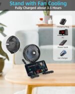 benpen Pram Fan Clip on Stroller Portable Baby Buggy Fan Cooling Pram Accessories,Battery Rechargeable Portable Personal Travel Fan Pushchairs Crib Bed Treadmill Baby Bike Seat Holiday Essentials - Image 3