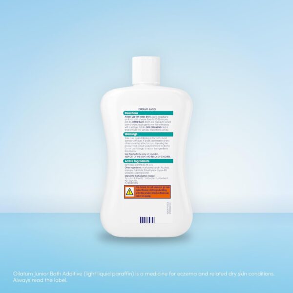 Oilatum Junior, Treatment for Eczema & Dry Skin Conditions, Bath Additive, Protects Skin from Moisture Loss, Fragrance Free, Suitable for Babies & Children, 1 x 300ml - Image 3