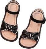 Baby Toddler Infant Sandals Square Open Toe Bow School Dress Shoes Adjustable Strap Slip On Flat Sandal Slip On Comfortable Round Toe Flip-flops