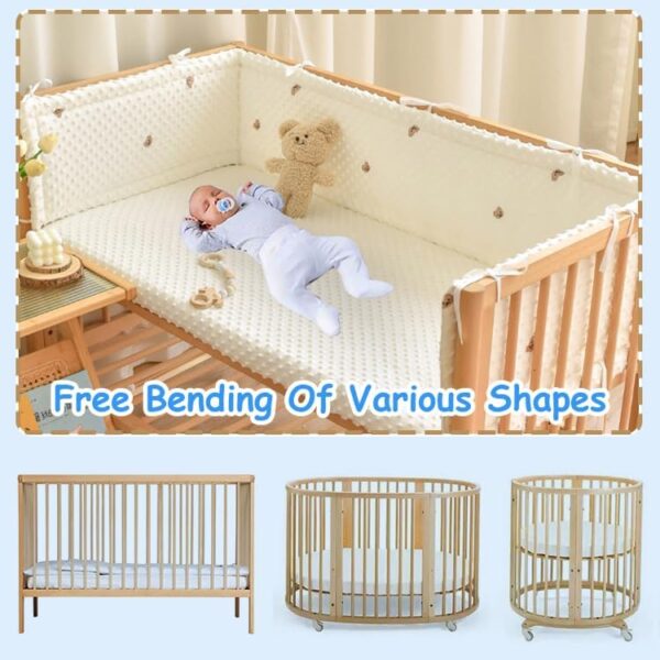 ENAZKLADB Cot Bumper Breathable Crib Bumper Baby Cot Liners Cot Bumpers For Cot Bed Padded Cot Bumper Cotbed Bumper For One Side Baby Cot Bumpers Crib Rail Cover Baby Crib Bumper - Image 6