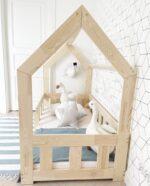 House Bed for Kids 60x120 Natural Wood with Bed Frame - Milo - Cozy Kids Bed - Wooden Kids Single Bed - Stable Kids Beds - Kids Cabin Bed - Solid House Beds for Kids