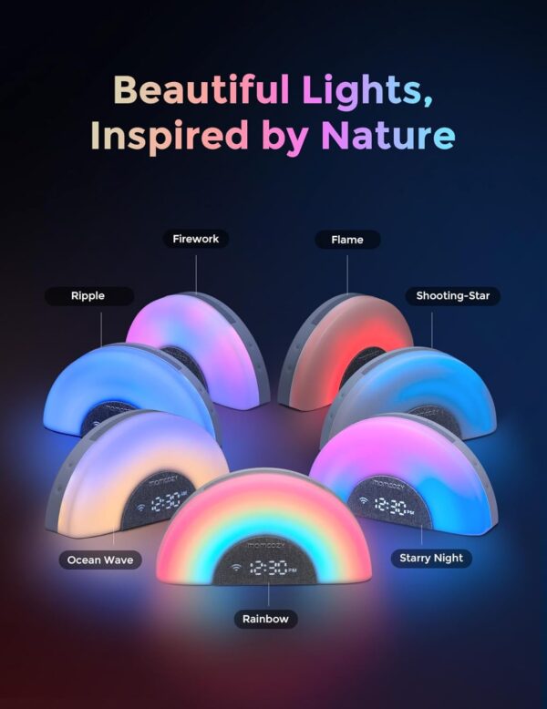 Momcozy DreamSync™ Baby Sound Machine, Night Light, APP Control Baby Sleep Trainer, Routine Builder, White Noise Machine with 34 Soothing Sounds, Wake Up Light Sunrise Alarm Clock, Wireless Speaker - Image 9