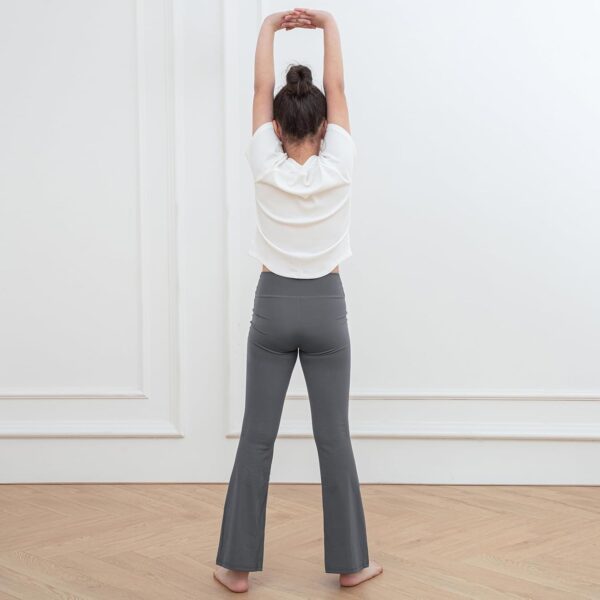 KAKU NANU Girls Flared Legging 2 Pcs,5-12 Years High Waisted Black Grey School Trousers Yoga Pants Sports Dance Joggers Leggings - Image 4