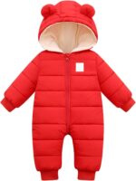 Infant Toddler Snowsuit Cute Baby Bear Suit Newborn Winter Coat Warm Hooded Jumpsuit for Boys Girls Jumpsuit Newborn Infant Winter Warm Hooded Thick Down Jumpsuit Romper Jacket Overcoat - Image 4