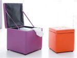 Faux Leather Upholstered Storage Ottoman Footstool Cube Bench Seat with Hinge Top Toy Box Organizer Chest - Image 5