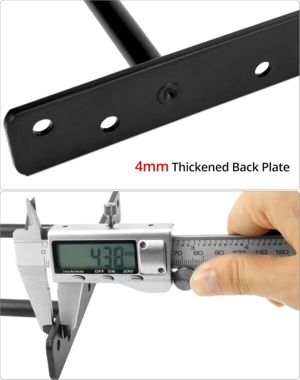 QWORK® 2 Pack Floating Shelf Bracket - 6 Inch 150 mm Double T Design- Heavy Duty Hidden Concealed Wall Shelf Brackets with Mounting Screws - Solid Steel Matt Black - Image 3