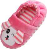SRTUMEY UK Clearance Pink Slippers for Toddler Infant Kids Baby Warm Home Shoes Boys Girls Winter Cute Plush Soft Cotton Slippers