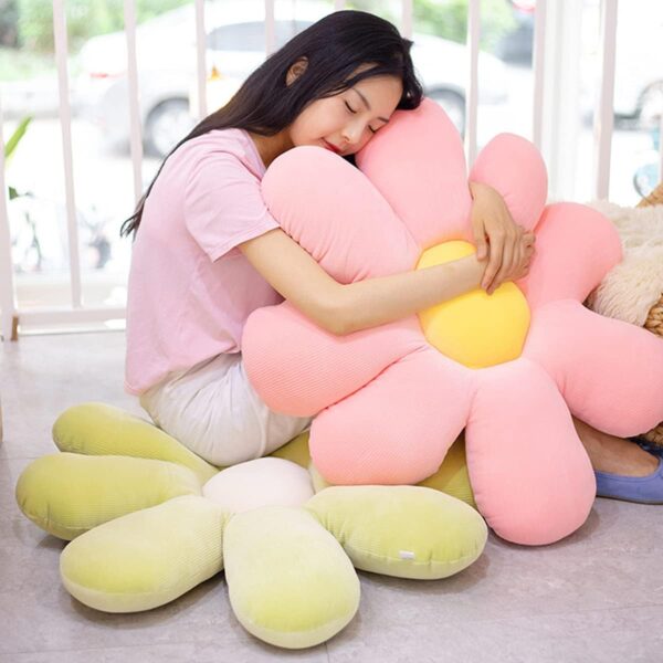 Flower Floor Pillow Seating Cushion Daisy Flower Throw Pillow Cute Room Decor for Girls Flower Plush for Reading and Lounging Comfy Pillow (80cm/31.49inch, Yellow) - Image 5