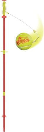 Swingball Classic Original | Red and Yellow | Outdoor Activities | Traditional Pole in the Ground Set | Real Tennis Ball and 2 Championship Bats | Suitable for Everyone 5 years+