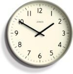 Jones Clocks® Vibrant Round Wall Clock in Acrylic the 'Studio' in Grey, 30 x 30 x 4cm