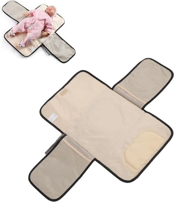 Diaper Changing Pad, Portable Changing Pad with Built in Pillow, Waterproof and Easy to Clean, Large Diaper Mat Fine Craftsmanship, Multiple Pockets for Storage - Image 9