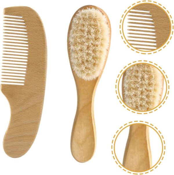Toyvian 5 Sets Wool Brush Set Bath Kits Wood bristles Baby Brush Newborn Hair Brush Baby Hair Comb Toddler Hair Comb Baby kit Newborn Baby Hair Brush Baby Hair Care Brush Newborn Hair Comb - Image 3