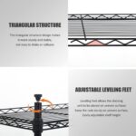 Simple Deluxe 4-Shelf Shelving Unit, Metal storage wire shelf rack with wheels, Height adjustable Storage Organiser For Kitchen, Bathroom,Office or Other Home Spaces,45W x 30Dx 110Hcm,Black - Image 4