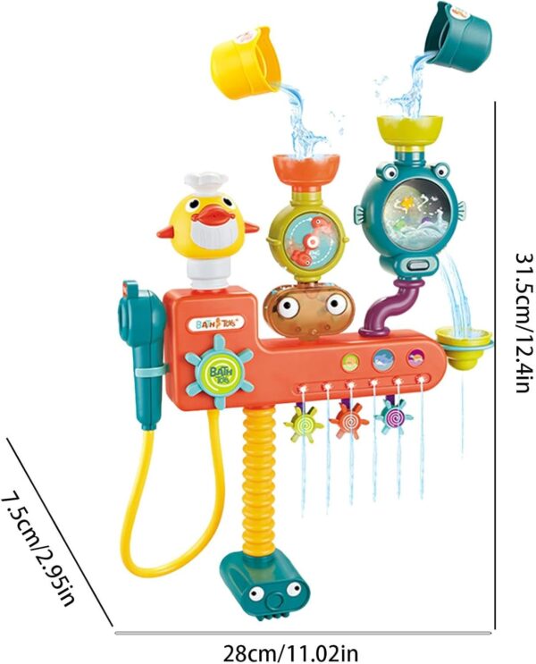 Bath Toys for Kids, Plumbing System Bathtub Water Toy, 11.02x2.95x12.4 inches, Educational Toy with Pipes & Valves, Interactive Sensory Shower Game for Boys, Girls Over 3 Years Old - Image 2