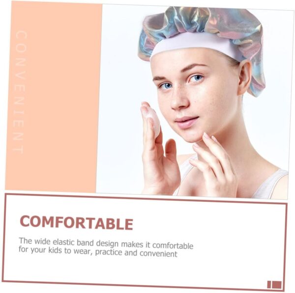 FRCOLOR 6 Pcs Baby Shower Cap Hair Care Caps Night Bonnet Breathable Satin Silk Sleeping Cap Shower Caps Sleep Caps Pink Polyester Child Round Cap - Image 8