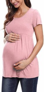 Trailrest Women's Care Tops Maternity Shirts Maternity Care Tops Short Sleeve Nursing Clothing Women's Top Black, pink, S - Image 4