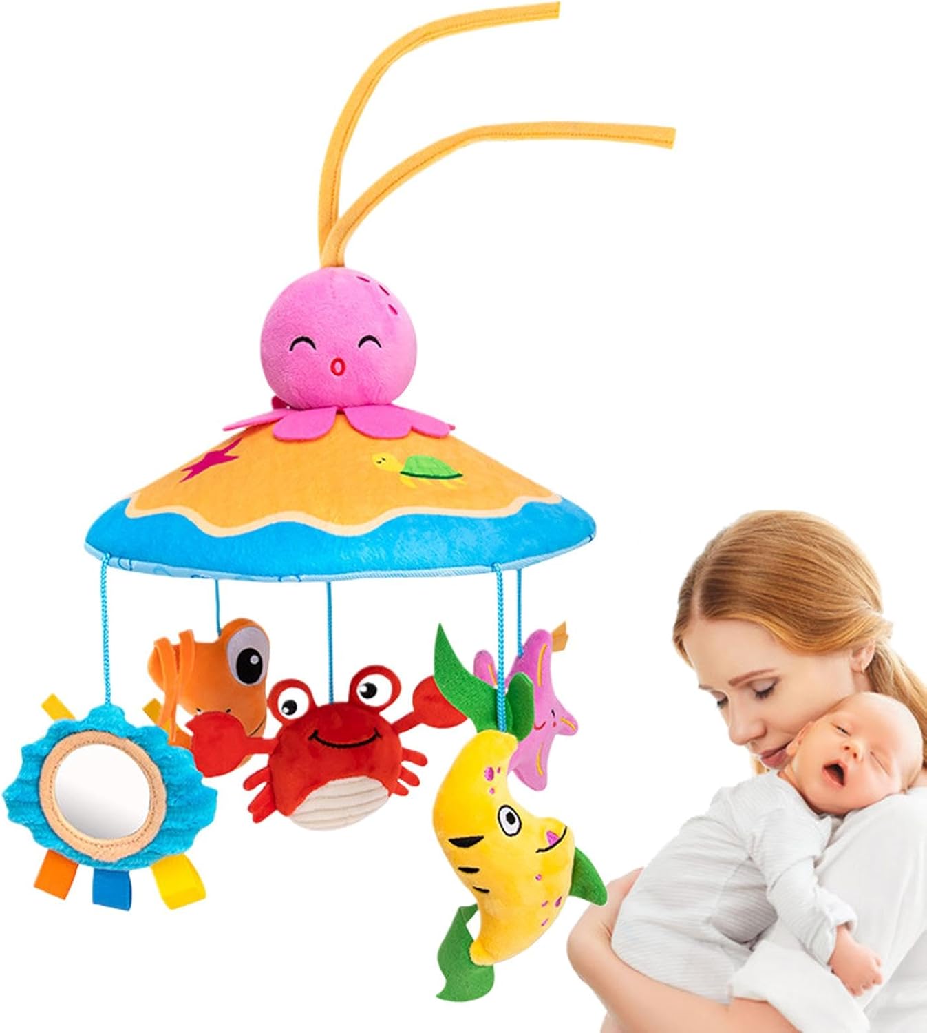 61KHW2MMaL._AC_SL1500_.jpg Nursery Mobile for Crib,Baby Crib Toy Mobile Bell Hanger - Rotating Cute Animal Nursery Decor, Preschool Learning Toys for -Girls Boys, Stroller Accessories - Image 1