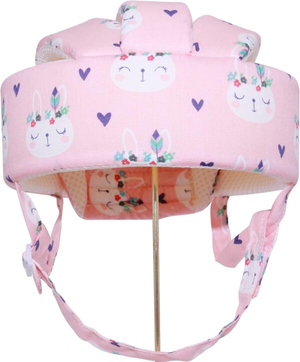 Xeano Baby Helmet, Infant Protective Hat Toddler Protector Cap Walking Harness Cotton Adjustable Soft Baby Safety Helmet for Crawling and Walking (Pink Rabbit) - Image 2