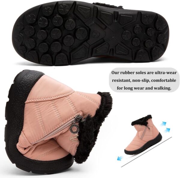 VTASQ Kids Snow Boots Boys Girls Fur Lined Warm Ankle Boots Outdoor Waterproof Winter Boots Non-Slip Cotton Shoe Slip On Walking Boots (Little Kid/Big Kid) - Image 3