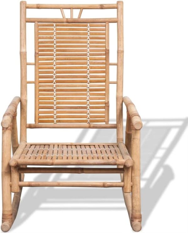 vidaXL Bamboo Rocking Chair - Weather Resistant, Easy Cleaning, Natural Material, Suitable for Indoor and Outdoor use - Image 4