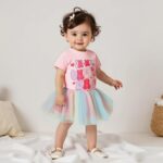 MAHUAOYIXI Baby Girl 2Pcs First Birthday Outfits Short Sleeve Letter Print Tops Tops T-Shirt + Tutu Tulle Skirt Set Toddler Girls Clothes Girls Birthday Clothing Set - Image 2