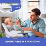 Mobiclinic®, High Chair, 2 in 1, Adjustable Height, Baby Highchair, Double Tray, Baby and Toddler Chair, 5-Point Safety Harness, Removable Wheels, Up to 35 kg, Forest, Storage Basket, 360º Wheels - Image 7