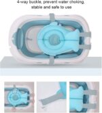 Baby Bath Seat 6 Months Plus, Baby Bath Support Net Adjustable Non-Slip, Baby Bath Mat Stuffed Mat, Baby Bath Pillow Cushion Bath Seat Support Pad for 0-12 Month - Blue - Image 2