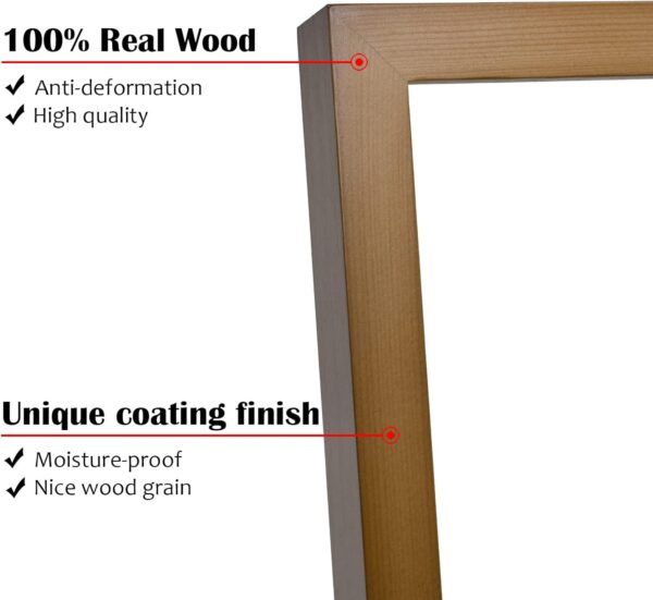 KINLINK 28x36 Picture Frames Brown - Wood Frames with Acrylic Plexiglass for Pictures 13x18/20x25 with Mat or 28x36 without Mat, Tabletop and Wall Mounting Display, Set of 4 - Image 2