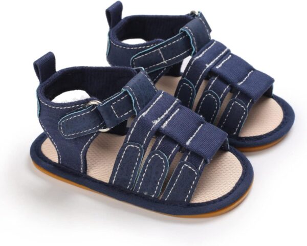 Spring And Summer Children Baby Toddler Shoes Boys And Girls Sandals Flat Bottom Light Open Toe Hook Loop Solid Color Roman Kids Water Shoes Size 3 - Image 2