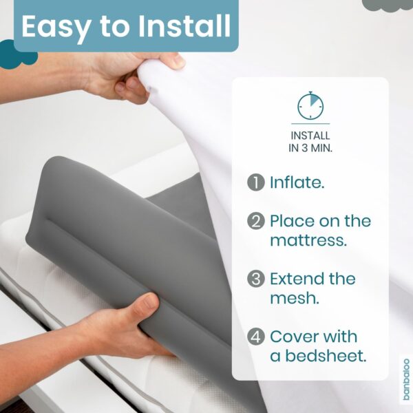 BANBALOO | Bed Bumper for Toddlers - Inflatable Model | Baby & Toddler Anti-Fall Barrier | Lightweight Bed Bumper for Twin, Double, Queen, & King Size | Bed Guard for Kids | Bed Protector - Image 3