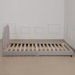 DGBAOBEI Velvet Wooden Kids Bed, Single Children Bed Frame with Headboard and Footboard, Solid Wood Toddler Bed for Child(Grey) - Image 9