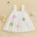 XIXIMAON Toddler Girl Summer Tulle Dress 3D Flower Decor Sleeveless Suspender A Line Dress - Image 2