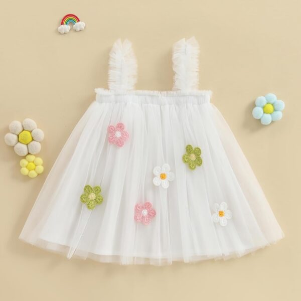 XIXIMAON Toddler Girl Summer Tulle Dress 3D Flower Decor Sleeveless Suspender A Line Dress - Image 2