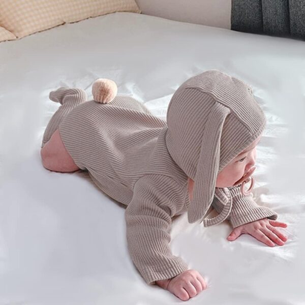 Baby Bunny Outfit Baby Boys Girls Easter Outfits Bodysuit Romper with 3D Bunny Ear Hat 0-24 Months - Image 5