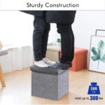 Cosaving Folding Ottoman Stool Storage Ottoman Seat Footstools with Storage Ottoman Storage Cube Storage Box Toy Chest Storage with Lid for Space Saving 30x30x30 cm, Grey… - Image 5