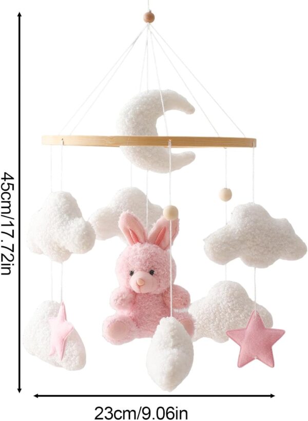 Baby Crib Mobile, Bunny Nursery Mobile, Cartoon Bassinet Mobile, Babies Room Decor, Baby Bassinet Mobile, Nursery Hanging Toys, Hanging Bunny Toys for Home, Kids Room, Bedroom - Image 2