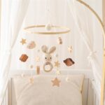 Baby Crib Mobile, Wood Animal Cot Mobile, Baby Cot Mobile, Handmade Wood Crochet Mobile, Newborn Boy Girl Bed Bell Hanging Deco Nursery Mobiles for Babies (Khaki) - Image 3