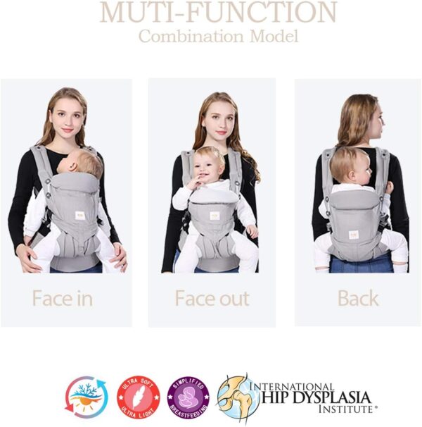 SONARIN Premium Convertible Baby Carrier with Storage Bag,Sunscreen Hood,Ergonomic,for Newborn to Toddler(0-48 Months),Head Support,Maximum Load 20kg,Front Facing Baby Carrier(Blue) - Image 7