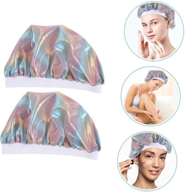 FRCOLOR 6 Pcs Baby Shower Cap Hair Care Caps Night Bonnet Breathable Satin Silk Sleeping Cap Shower Caps Sleep Caps Pink Polyester Child Round Cap - Image 5