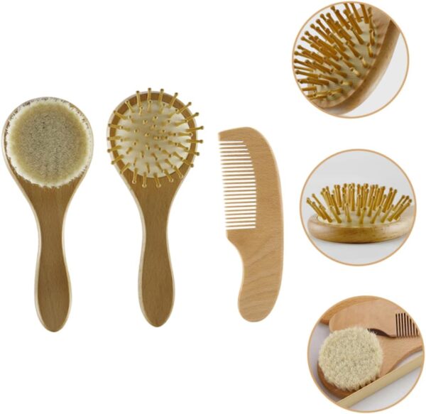 Kisangel Baby Hair Brush Set Newborn Hair Care Comb Wool Brush for Toddler Wooden Baby Hair Brush Box - Image 4