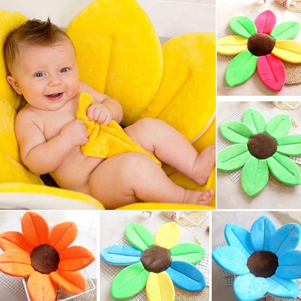 61MonzPpFyL._AC_SL1001_.jpg AOOPOO Newborn Baby Bath Pad Bathtub Foldable Flower Bath Tub for Baby Blooming Sink Bath for Baby Play Bath Sunflower Cushion Mat (Yellow) - Image 1