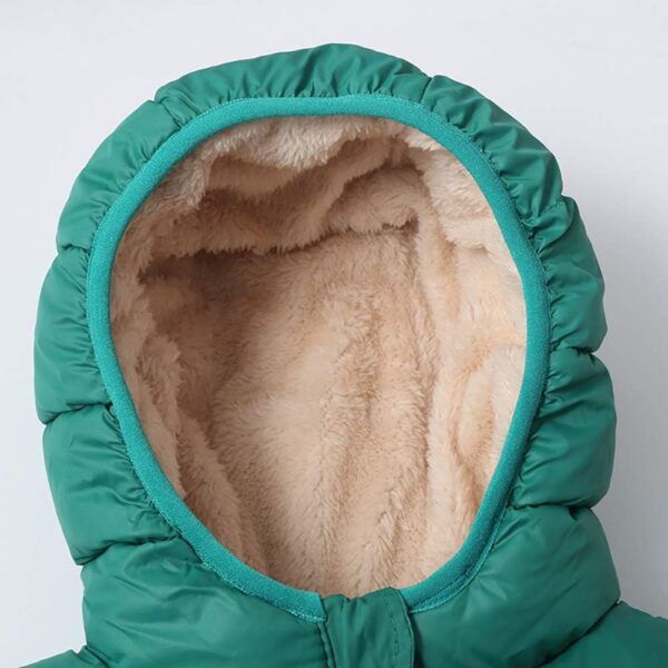 Baby Girls Boys Solid Winter Fleece Jacket Hooded Outerwear Toddler Kids Warm Padded Coat Clothing - Image 7