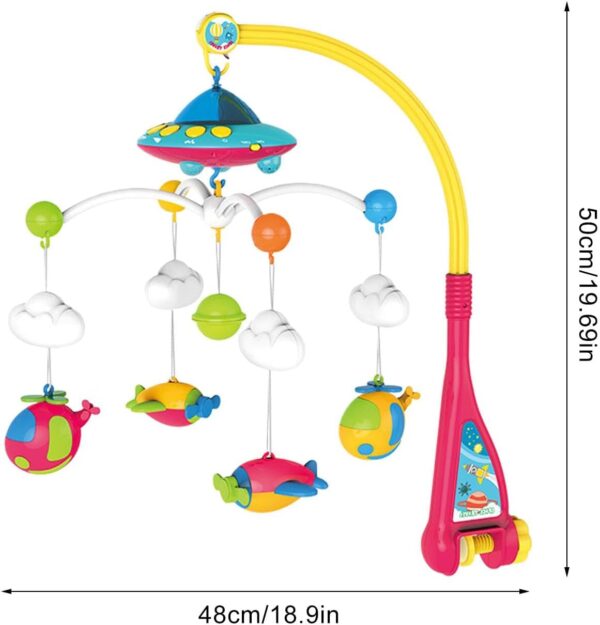Musical Crib Mobile, Remote Control Baby Mobile, Rotating Light Projector, Soothing Lullabies, Multi-Function Musical Nursery Decoration for Boys and Girls, 50x48 cm, 1200kg - Image 2