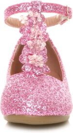 AJVANI Girls Kids Childrens Flat T-BAR Glitter Wedding Bridesmaid Shoes Ballerinas Size - Image 6
