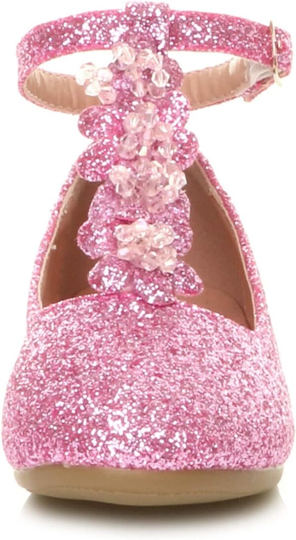 AJVANI Girls Kids Childrens Flat T-BAR Glitter Wedding Bridesmaid Shoes Ballerinas Size - Image 6