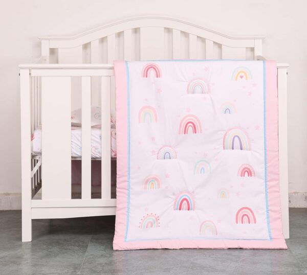 HMtideby Baby Toddler Blanket Quilt Cot Comforter Crib Baby Quilts for Boys and Girls Nursery Bed Throw Blanket 84x107cm-Pink Rainbow - Image 4